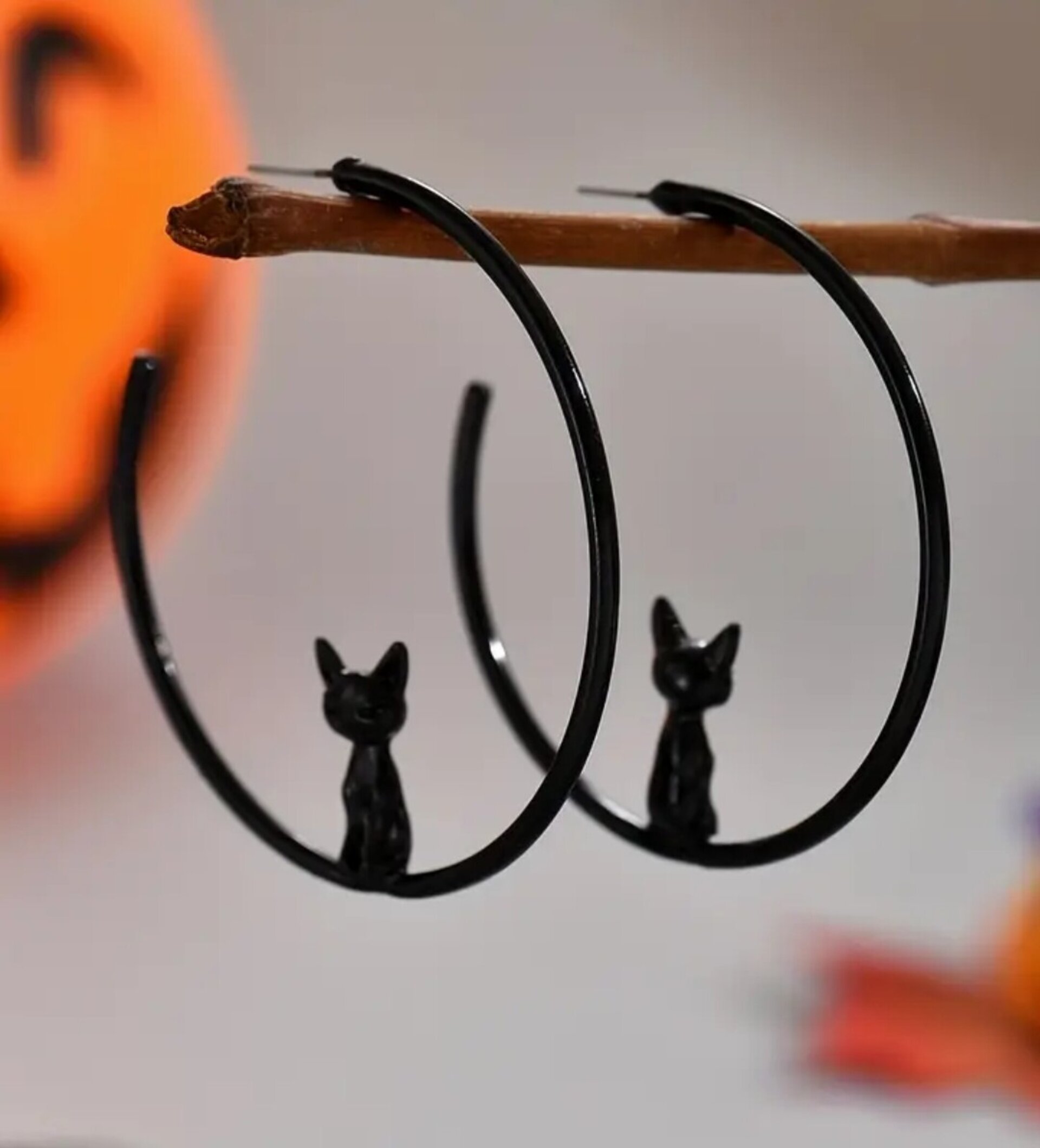 Pendientes de aro con gatito - 2