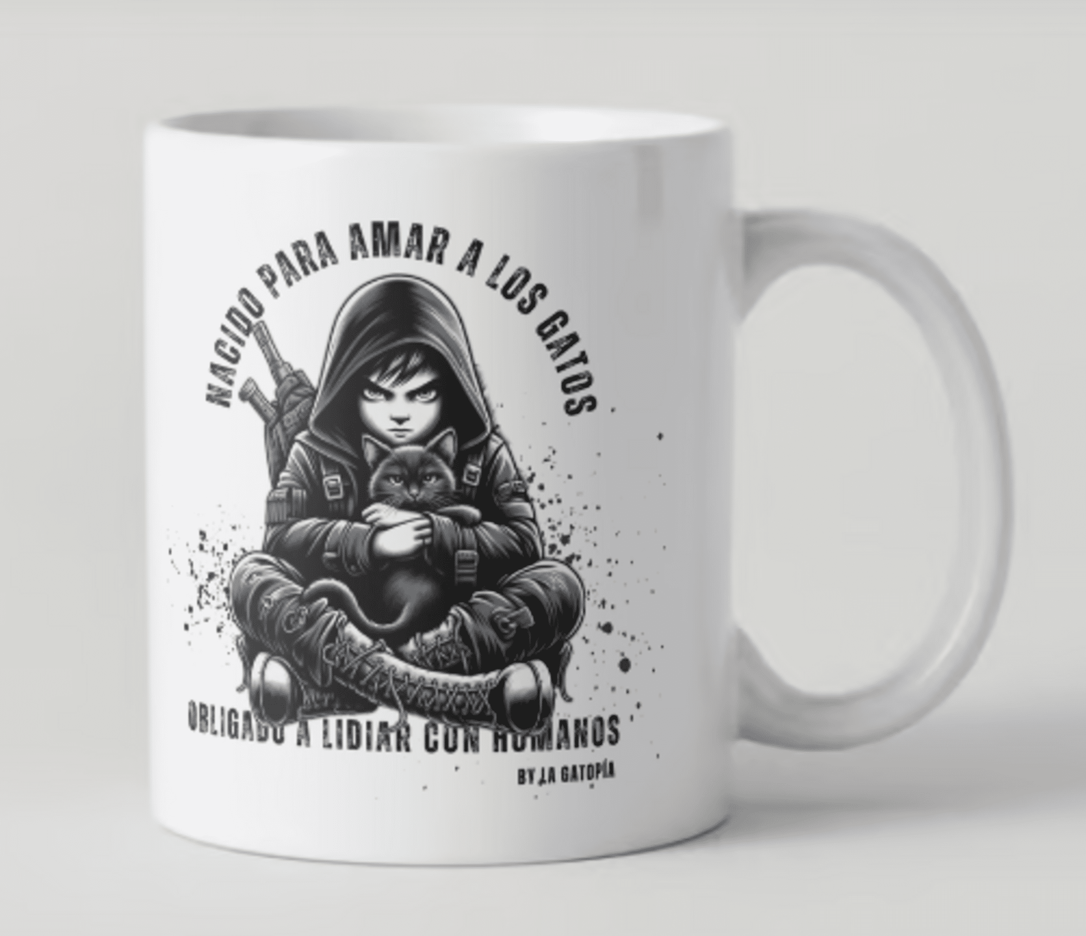 Taza "Nacido para amar a los gatos, obligado a lidiar con humanos" - 2
