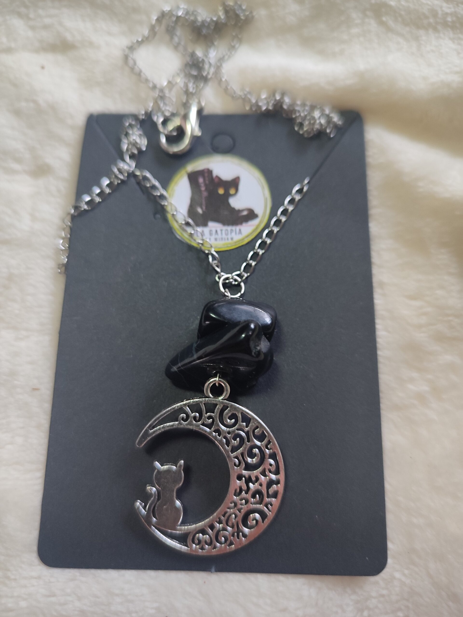 Conjunto Pendientes y colgante con Obsidiana - 7