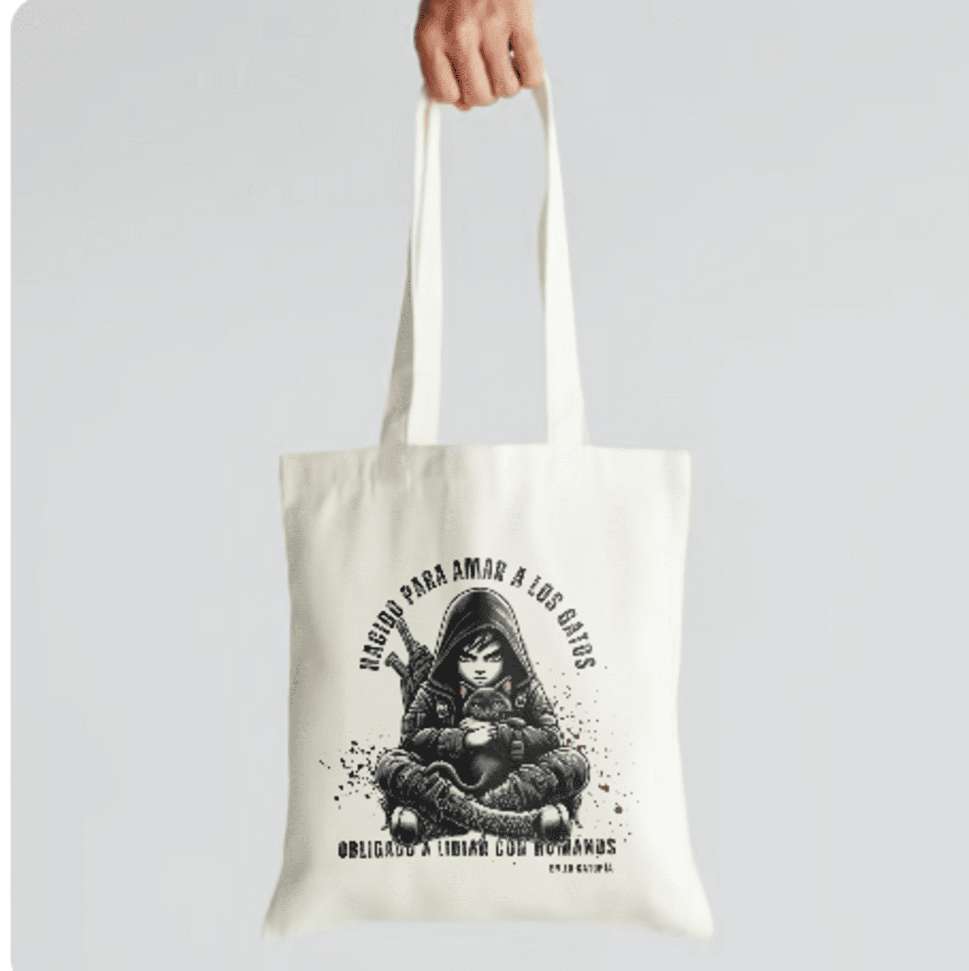Totebag "Nacido para amar a los gatos, obligado a lidiar con humanos" - 2