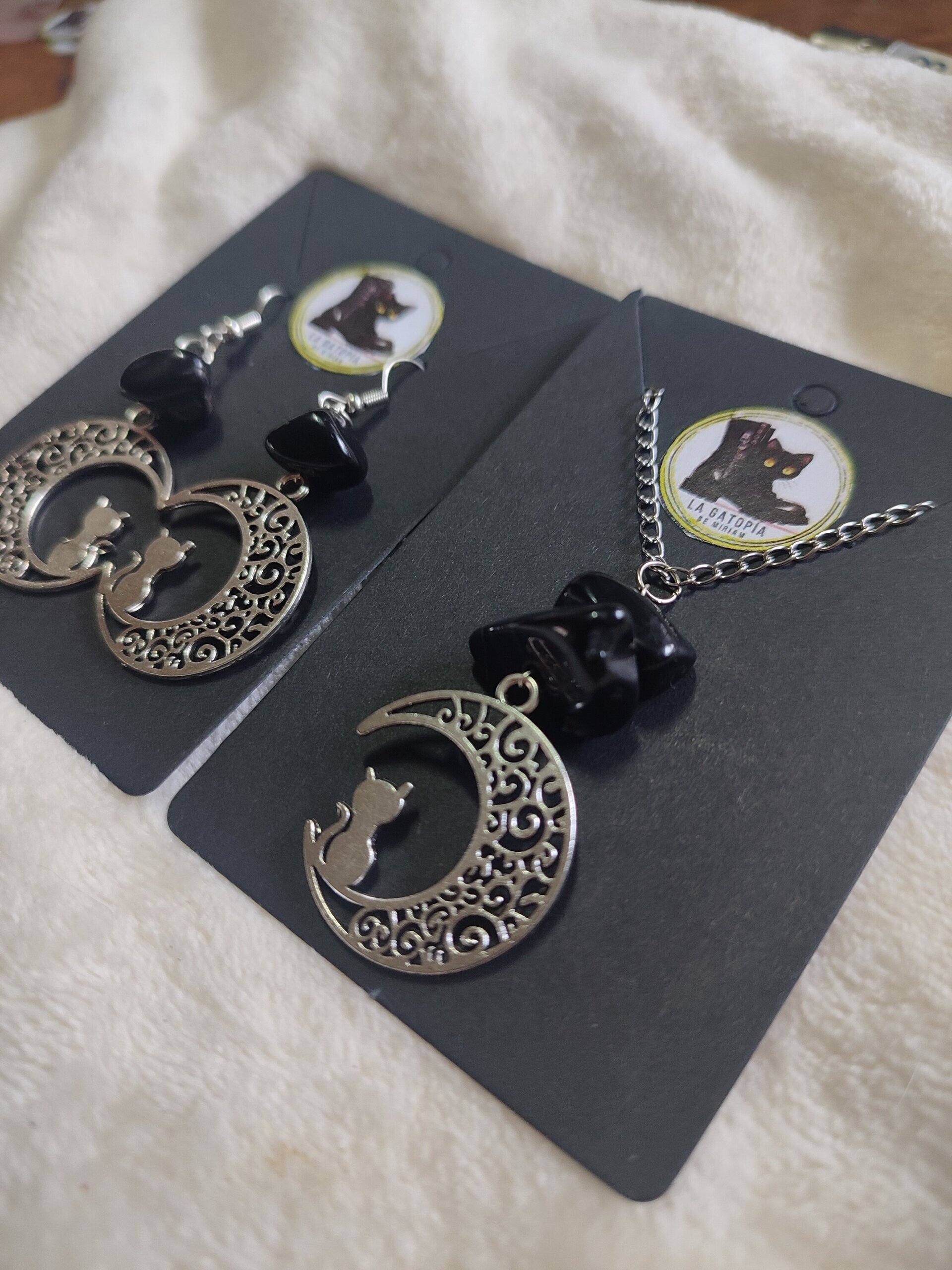 Conjunto Pendientes y colgante con Obsidiana - 3