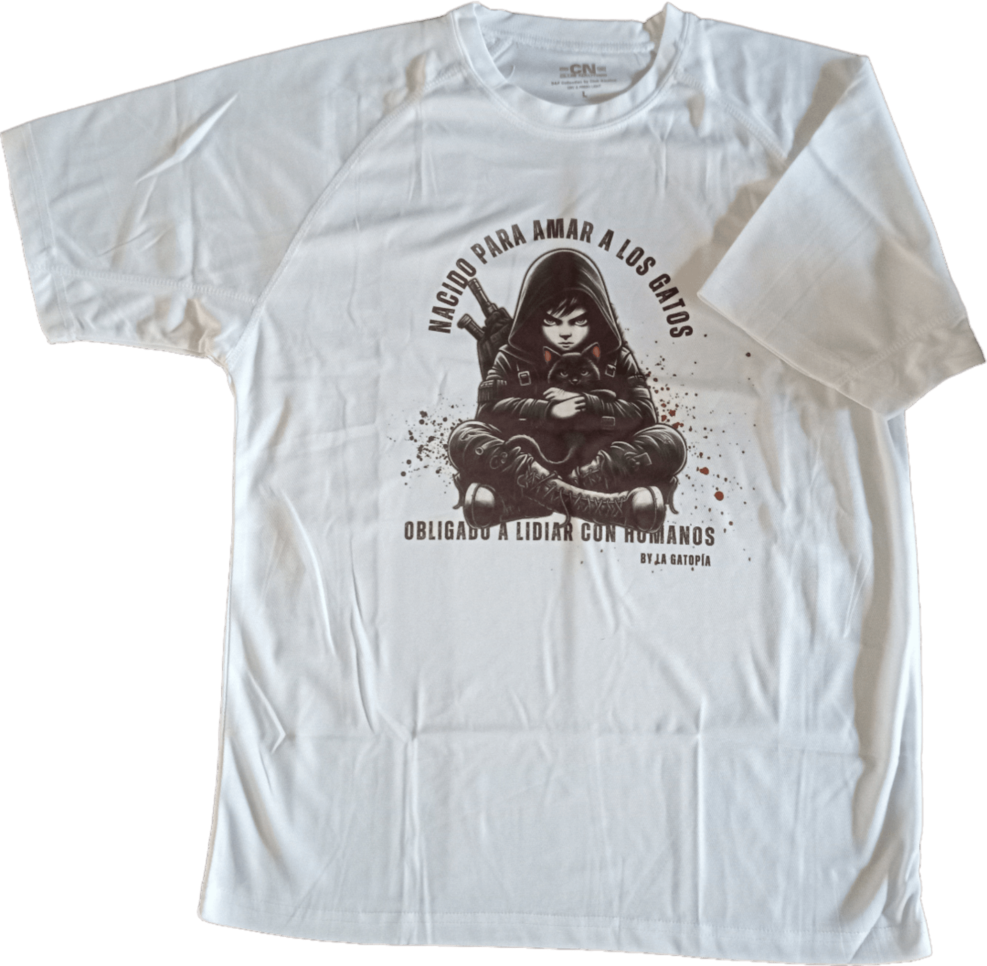 Camiseta Manga Corta"Nacido para amar a los gatos,obligado a lidiar con humanos" - 2