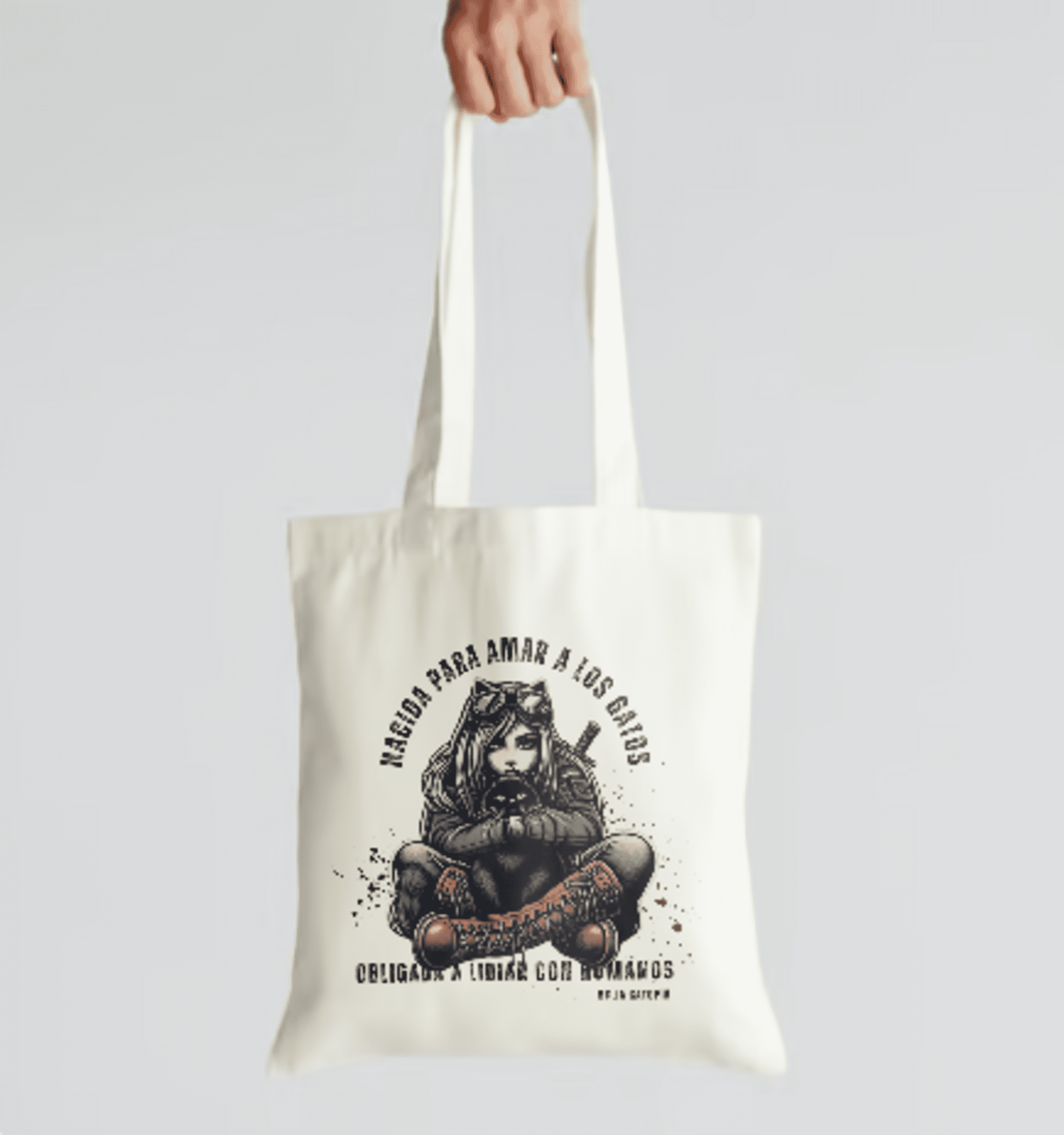 Totebag "Nacida para amar a los gatos, obligada a lidiar con humanos" - 2
