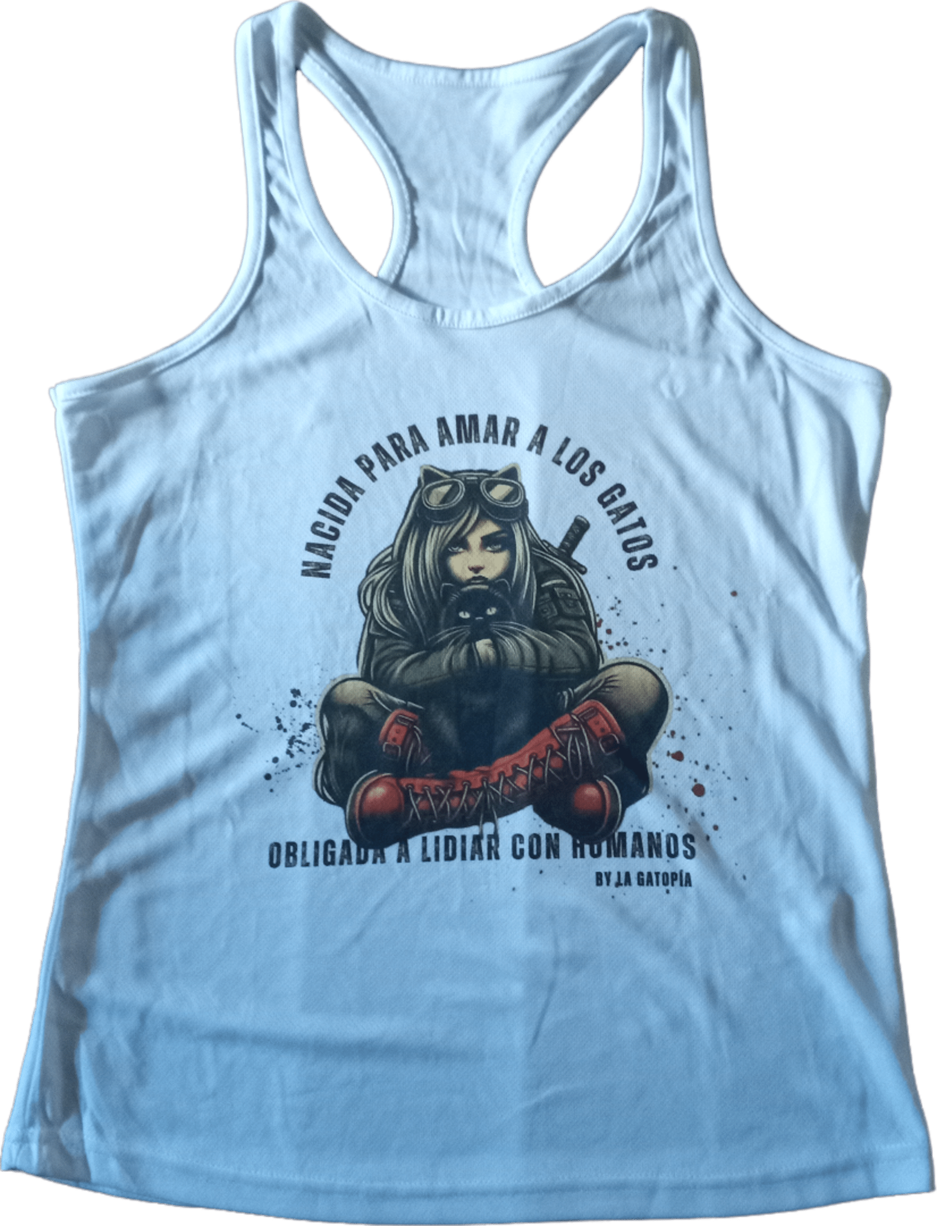 Camiseta E. Nadador"Nacida para amar a los gatos, obligada a lidiar con humanos" - 2
